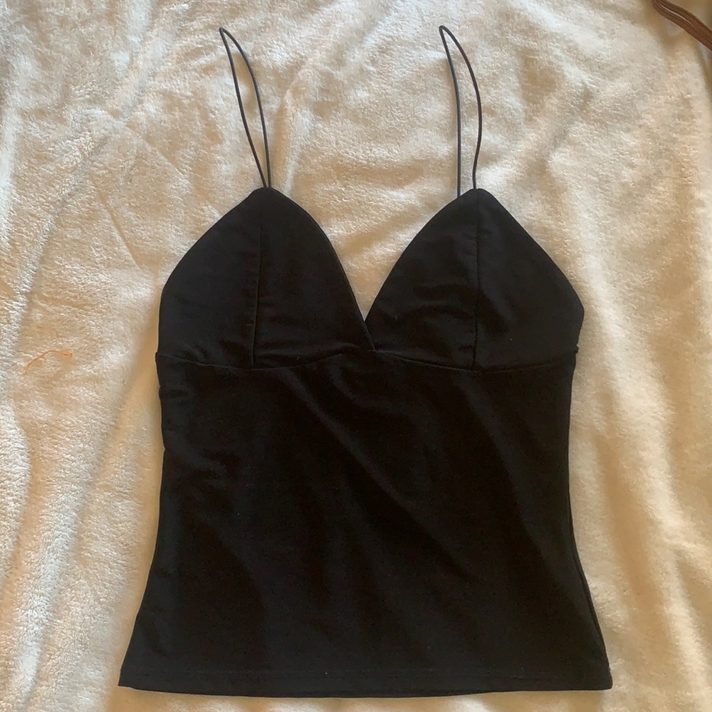 Spandex-like black v neck cami